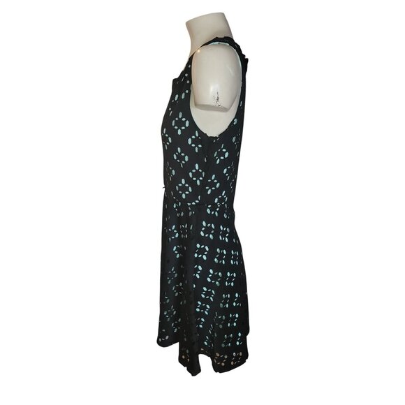As U Wish Black & Mint Sleeveless Skater Dress Size 9 Polyester Blend With Flora - Picture 2 of 7